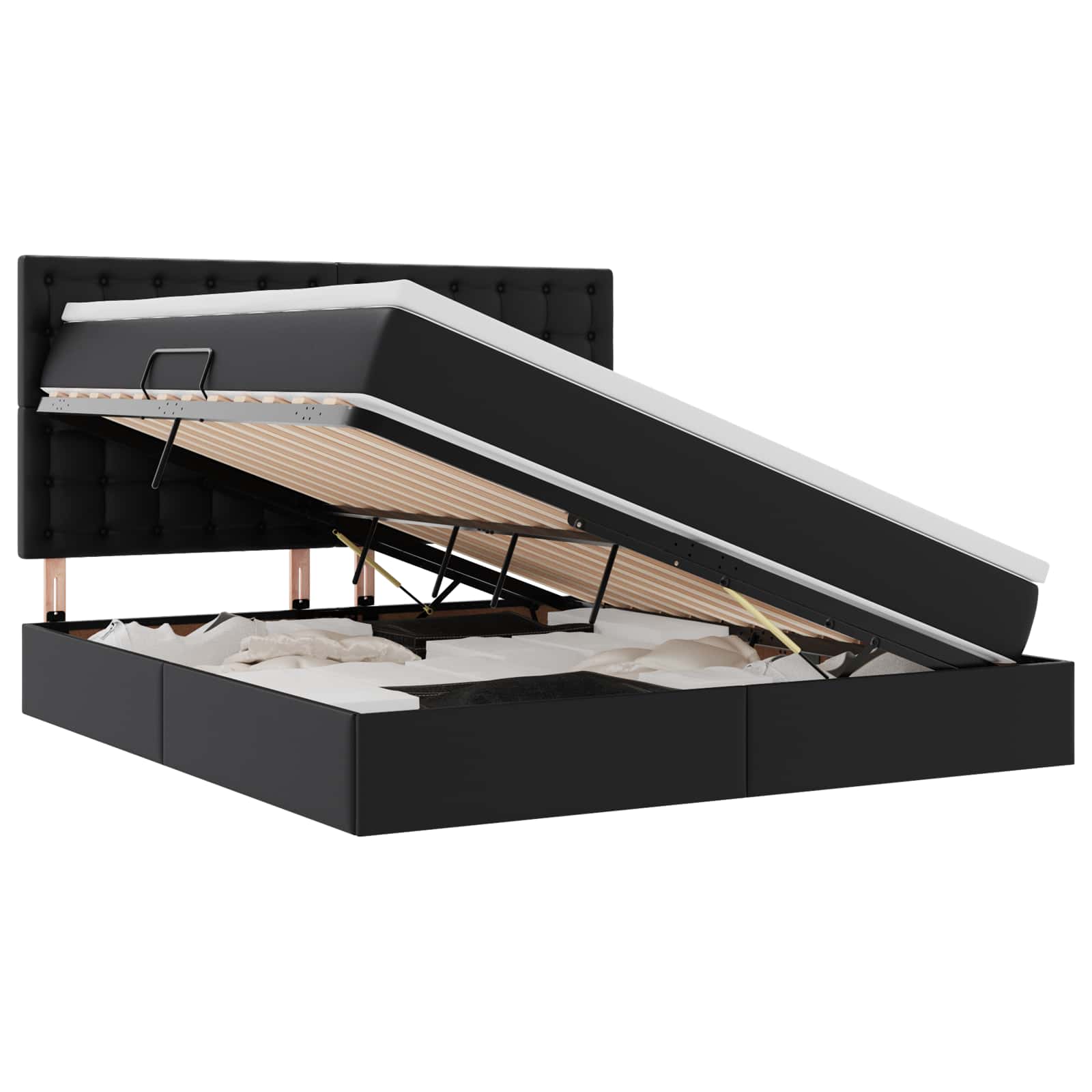 Letto con contenitore e LED Nero 180 x 200 cm Pelle Sintetica | homemem39