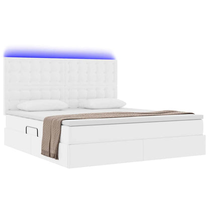 Letto con contenitore e LED Bianco Puro 180 x 200 cm