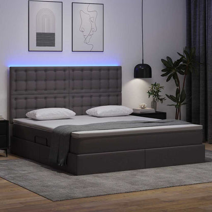 Letto con luci a strisce a LED Grigio 180 x 200 cm PVC