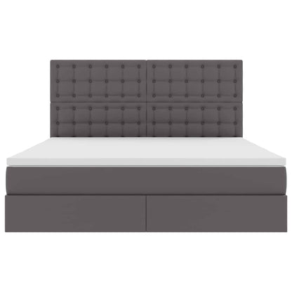 Letto con luci a strisce a LED Grigio 180 x 200 cm PVC