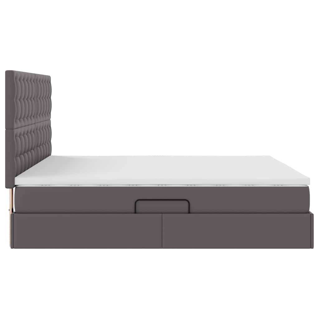 Letto con luci a strisce a LED Grigio 180 x 200 cm PVC