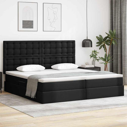 Letto con contenitore e LED Nero 200 x 200 cm Pelle Sintetica