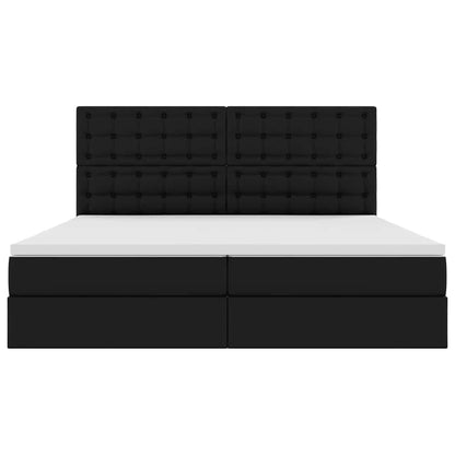 Letto con contenitore e LED Nero 200 x 200 cm Pelle Sintetica | homemem39