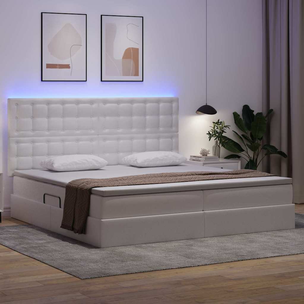 Letto con luci a strisce a LED Bianco Puro 200 x 200 cm PVC