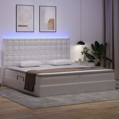 Letto con luci a strisce a LED Bianco Puro 200 x 200 cm PVC