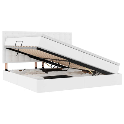 Letto con contenitore e LED Bianco Puro 200 x 200 cm | homemem39