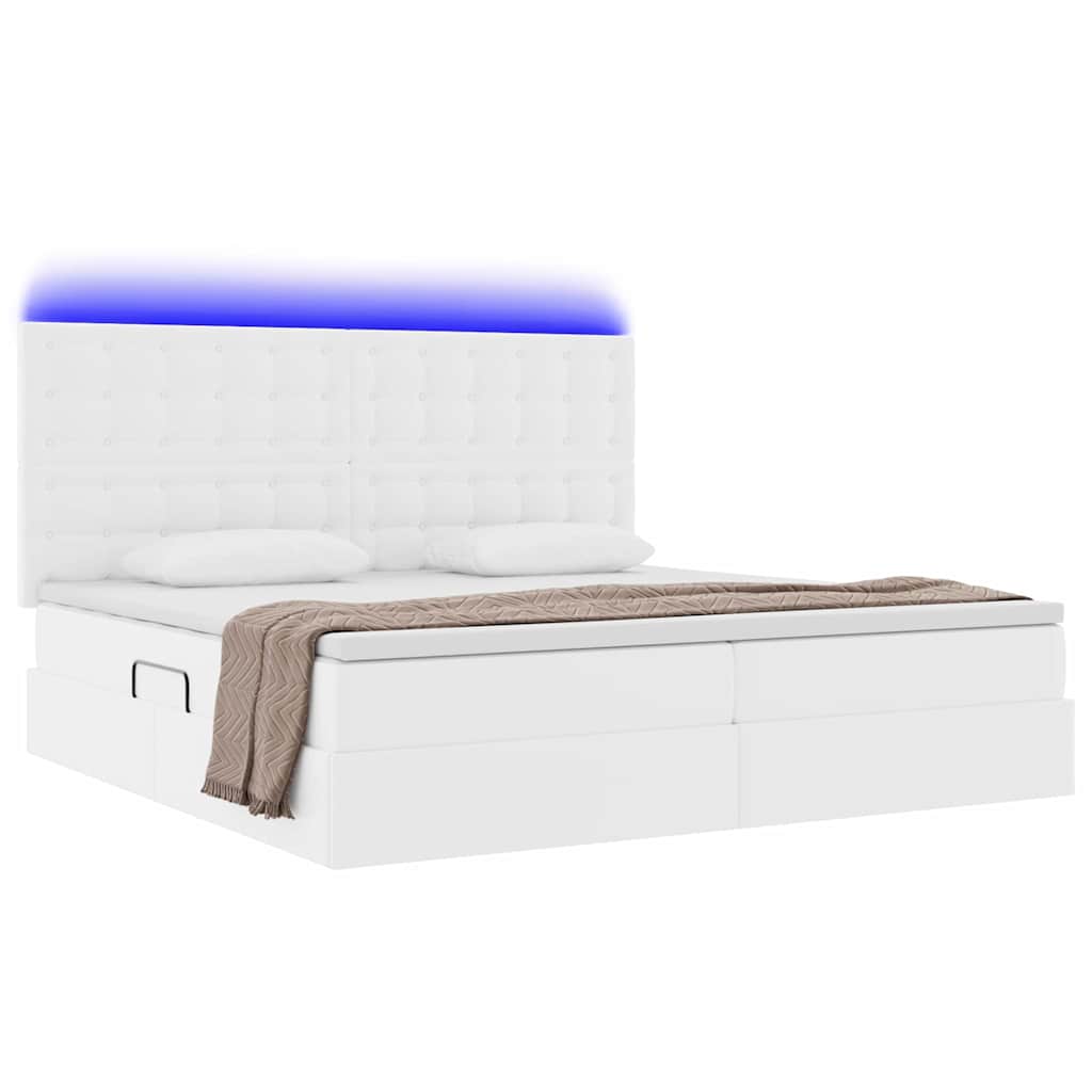 Letto con luci a strisce a LED Bianco Puro 200 x 200 cm PVC