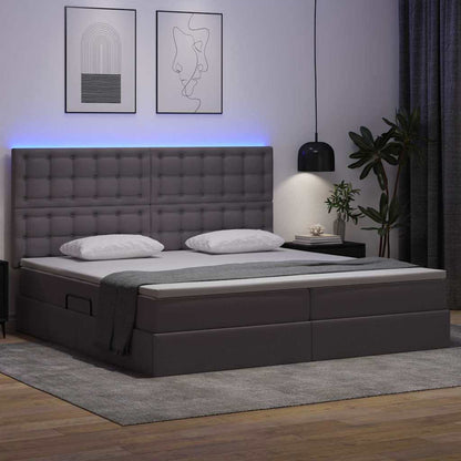 Letto con luci a strisce a LED Grigio 200 x 200 cm PVC
