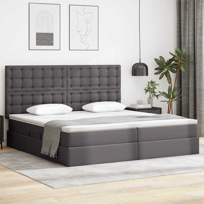 Letto con luci a strisce a LED Grigio 200 x 200 cm PVC