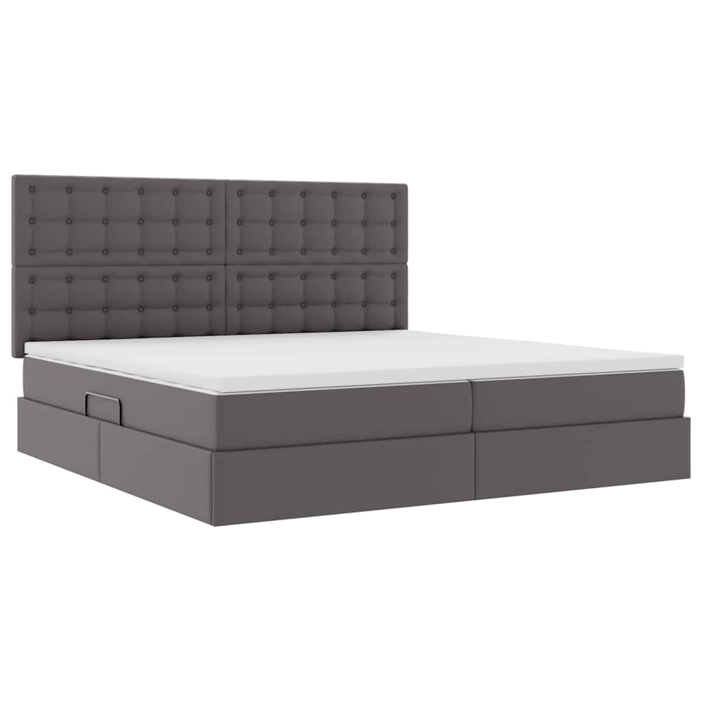 Letto con luci a strisce a LED Grigio 200 x 200 cm PVC