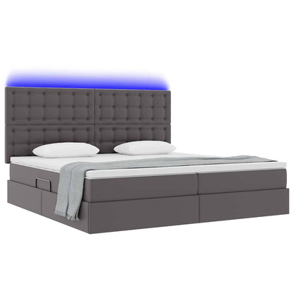 Letto con luci a strisce a LED Grigio 200 x 200 cm PVC