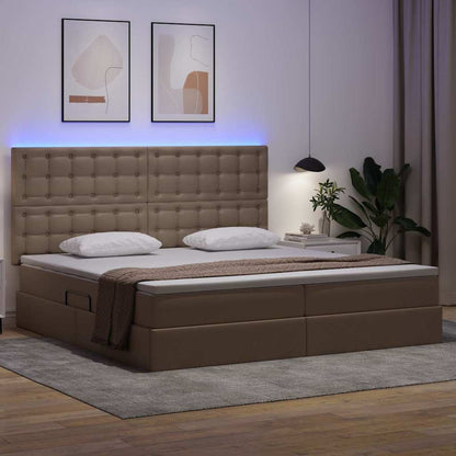 Letto con contenitore e LED Cappuccino 200 x 200 cm | homemem39