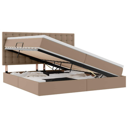 Letto con contenitore e LED Cappuccino 200 x 200 cm | homemem39