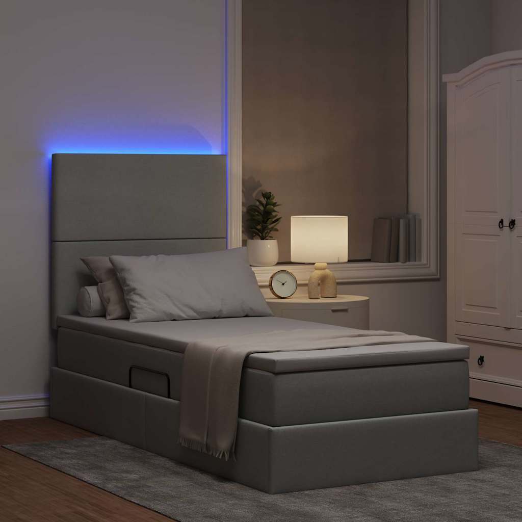 Letto con contenitore LED e materasso Grigio Chiaro 90 x 190 cm | homemem39