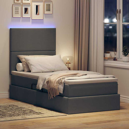Letto con contenitore LED e materasso Grigio Scuro 90 x 190 cm | homemem39