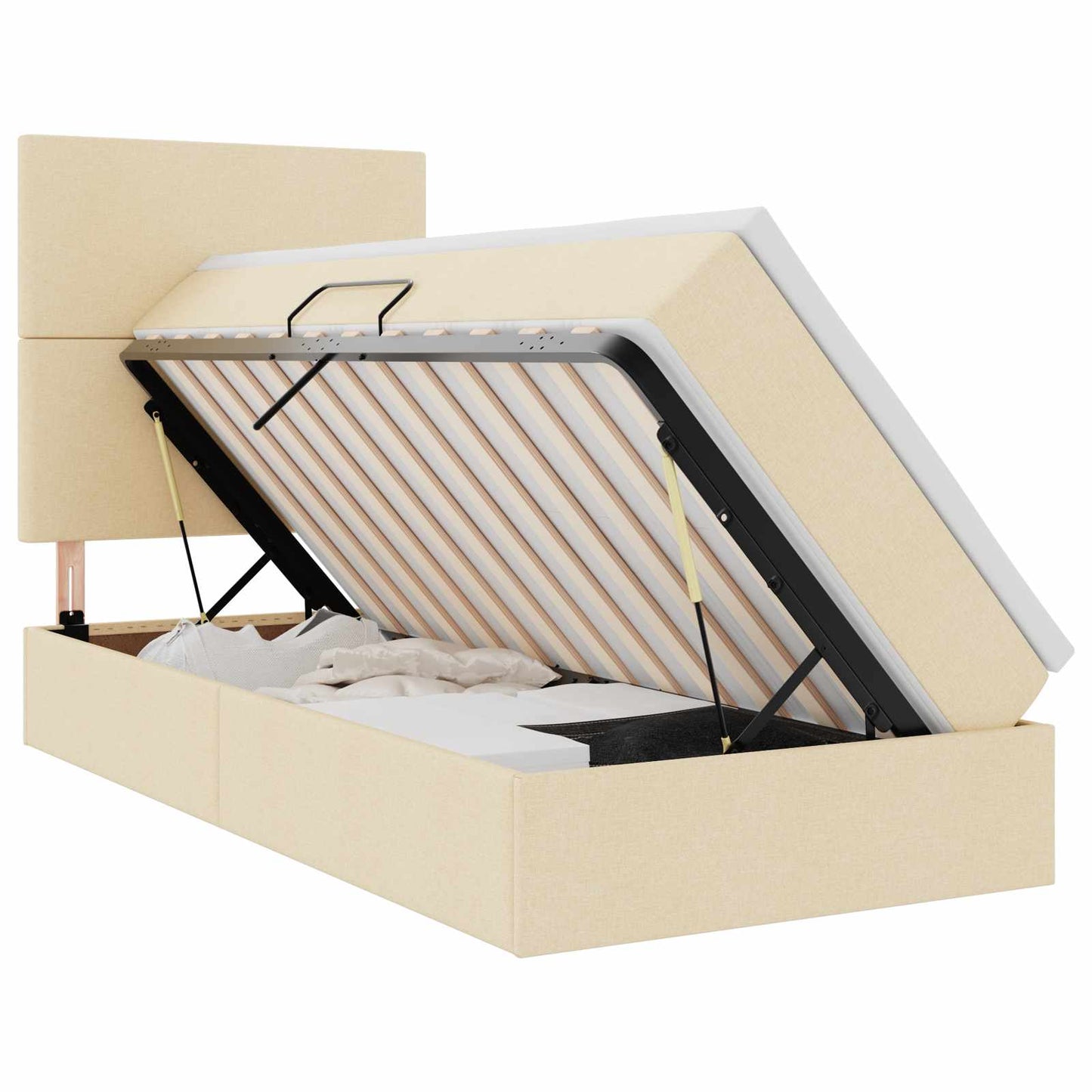 Letto con contenitore LED e materasso Crema 90 x 190 cm Tessuto | homemem39