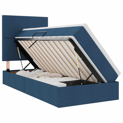 Letto con contenitore LED e materasso Blu 90 x 190 cm Tessuto | homemem39