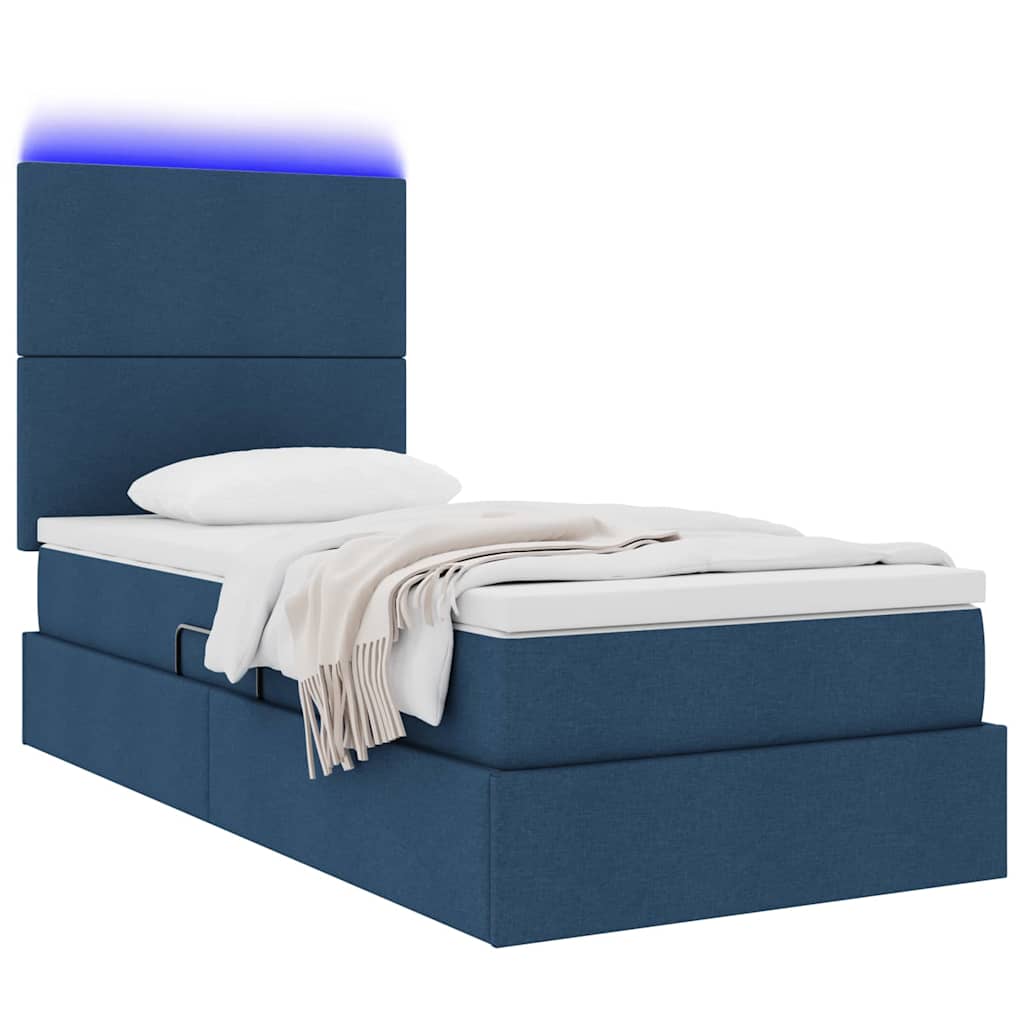 Letto con contenitore LED e materasso Blu 90 x 190 cm Tessuto | homemem39