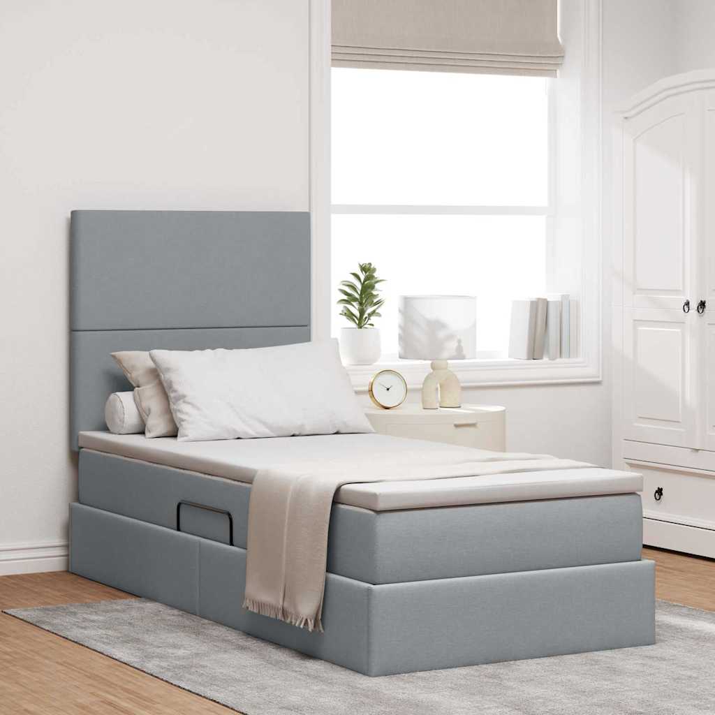 Letto con contenitore LED e materasso Grigio Chiaro 90 x 200 cm | homemem39