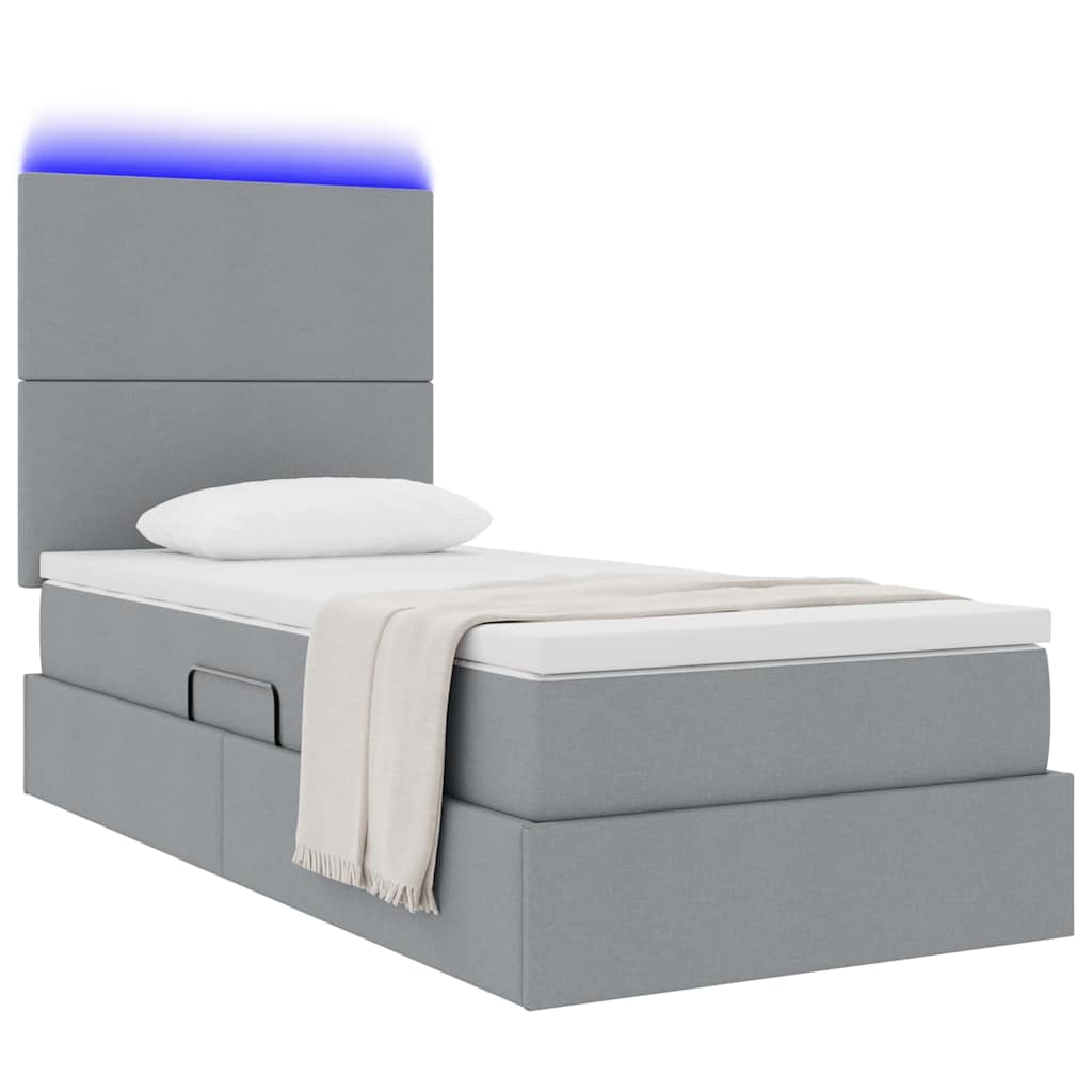 Letto con contenitore LED e materasso Grigio Chiaro | homemem39