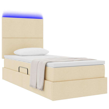 Letto con contenitore LED e materasso Crema 100 x 200 cm | homemem39