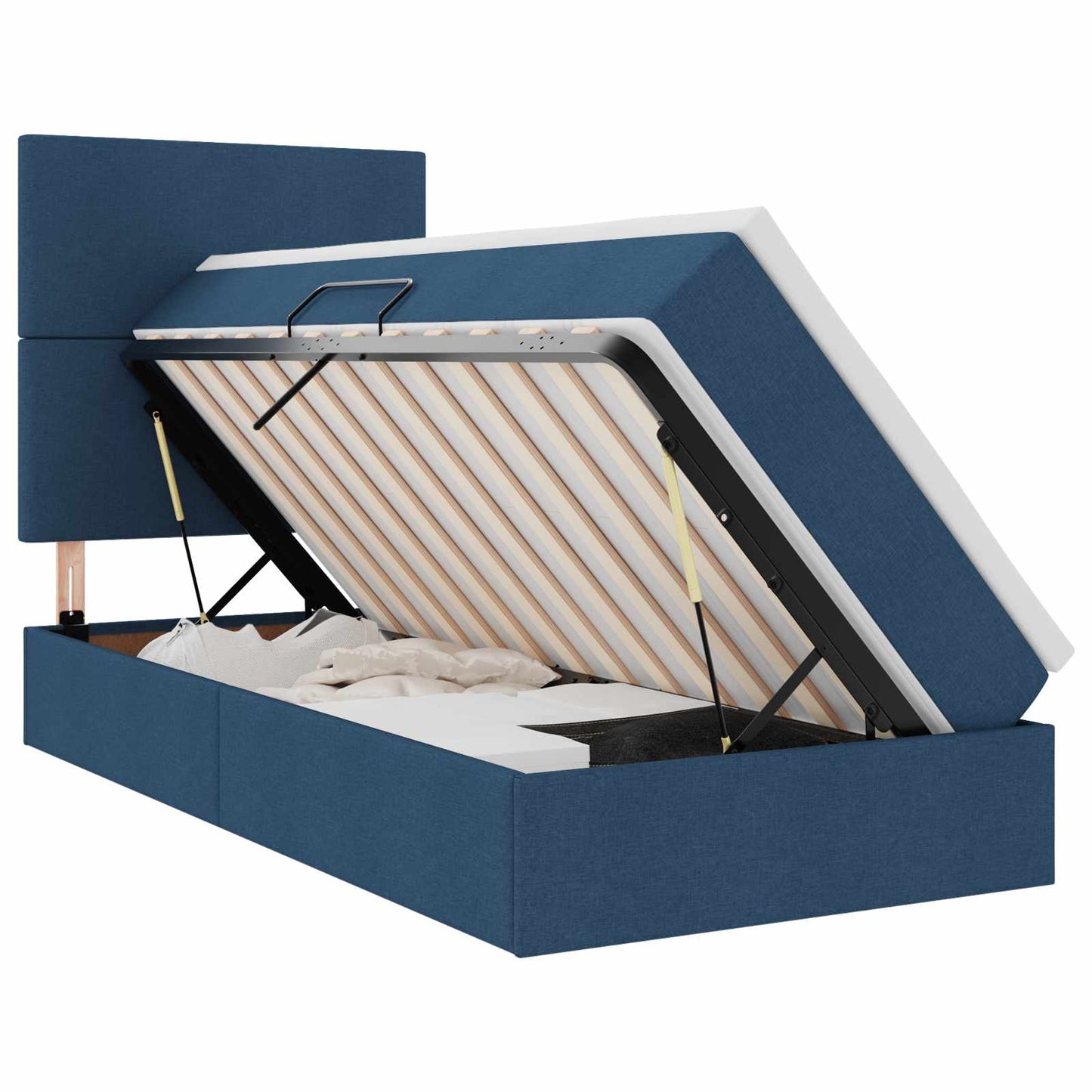 Letto con contenitore LED e materasso Blu 100 x 200 cm Tessuto | homemem39