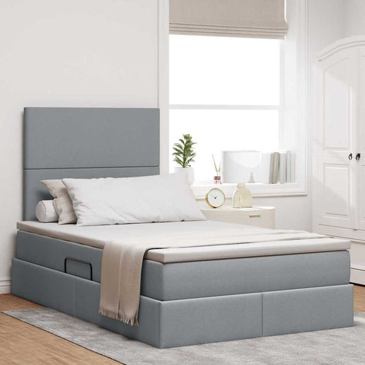 Letto con testiera Grigio chiaro 120 x 200 cm Tessuto