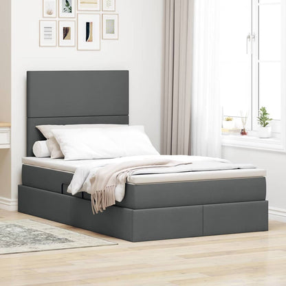 Letto con testiera Grigio scuro 120 x 200 cm Tessuto