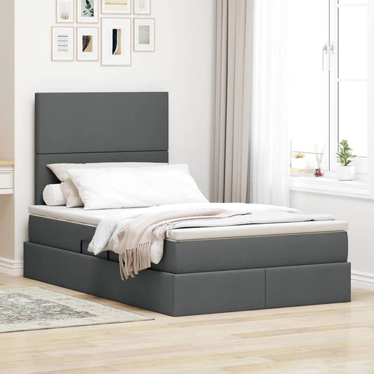 Letto con testiera Grigio scuro 120 x 200 cm Tessuto