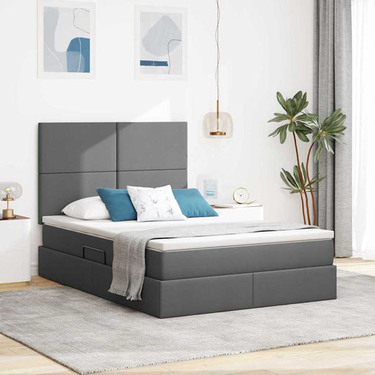 Letto con contenitore LED e materasso Grigio Scuro 140 x 190 cm | homemem39