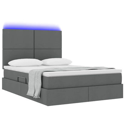 Letto con contenitore e LED Grigio scuro 140 x 190 cm