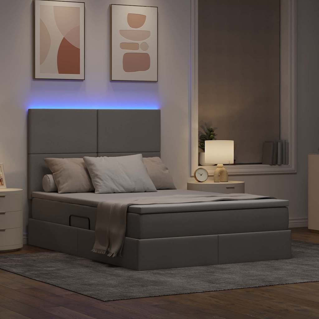 Letto con luci a strisce a LED Talpa 140 x 190 cm Tessuto