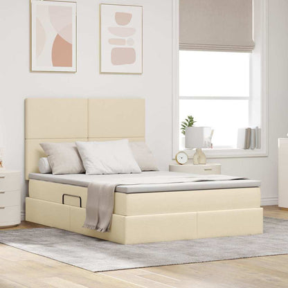 Letto con contenitore LED e materasso Crema 140 x 190 cm | homemem39