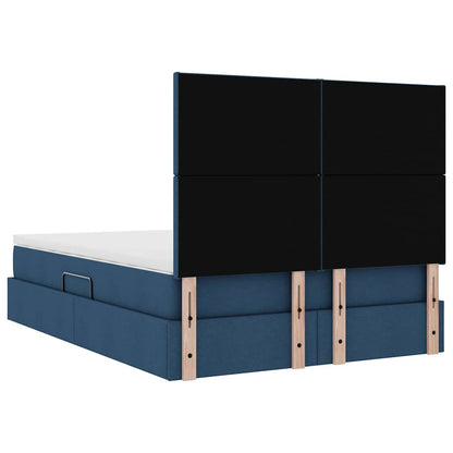 Letto con luci a strisce a LED Blu 140 x 190 cm Tessuto