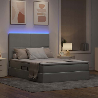 Letto con testiera Grigio chiaro 140 x 200 cm Tessuto
