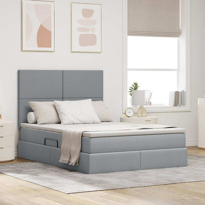 Letto con testiera Grigio chiaro 140 x 200 cm Tessuto