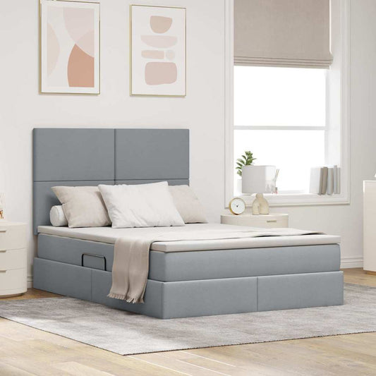 Letto con testiera Grigio chiaro 140 x 200 cm Tessuto