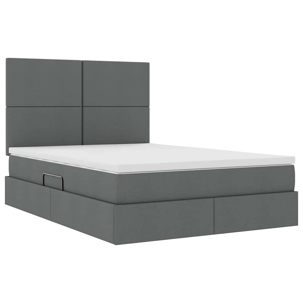 Letto con testiera Grigio scuro 140 x 200 cm Tessuto