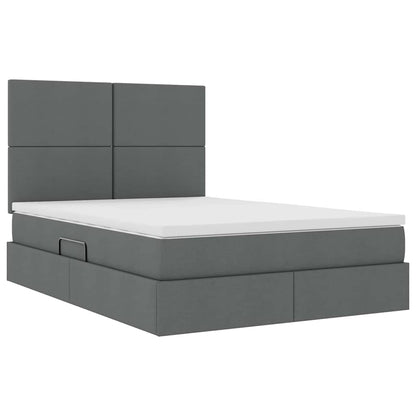 Letto con testiera Grigio scuro 140 x 200 cm Tessuto