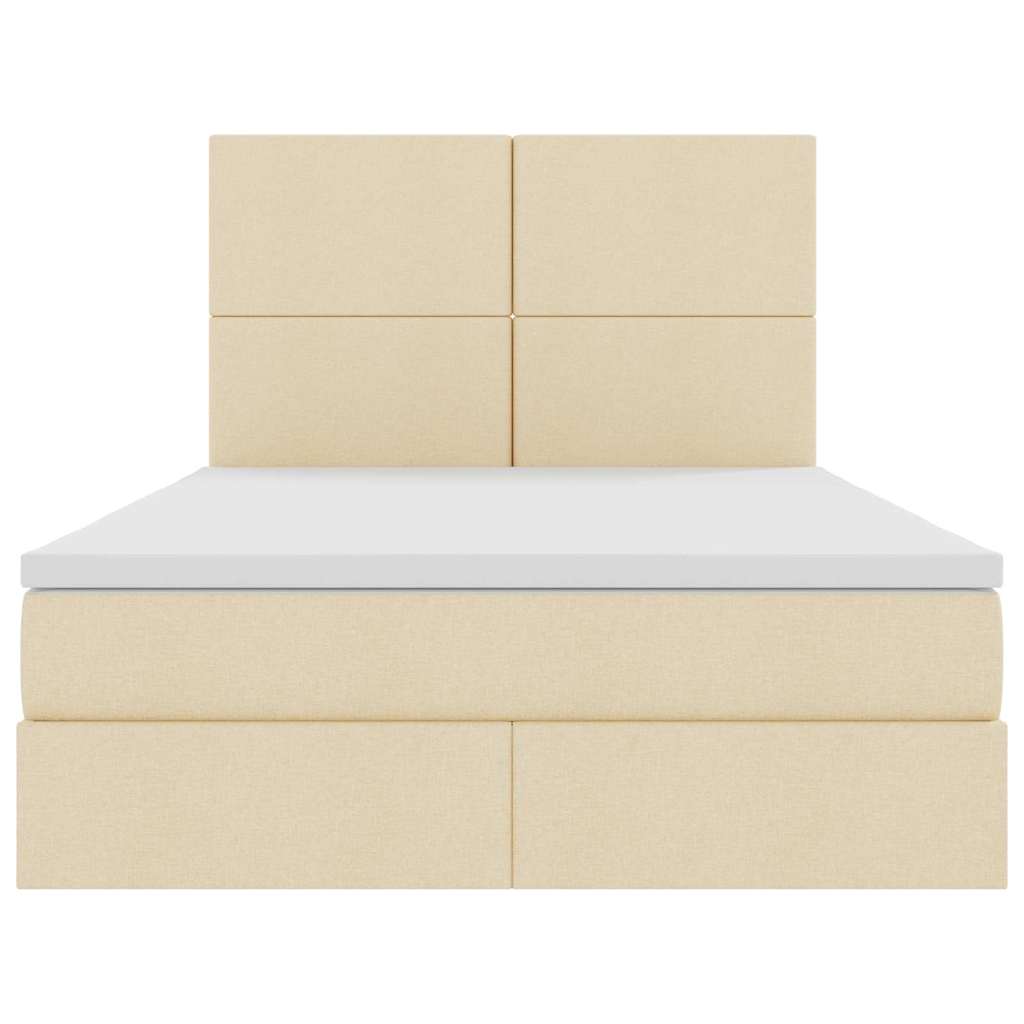 Letto con luci a strisce a LED Crema 140 x 200 cm Tessuto