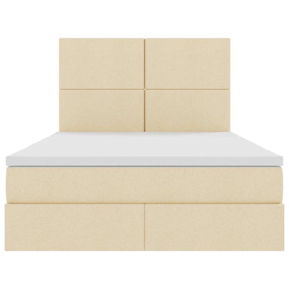 Letto con luci a strisce a LED Crema 140 x 200 cm Tessuto