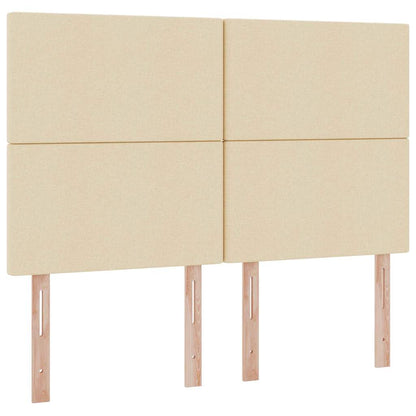 Letto con luci a strisce a LED Crema 140 x 200 cm Tessuto