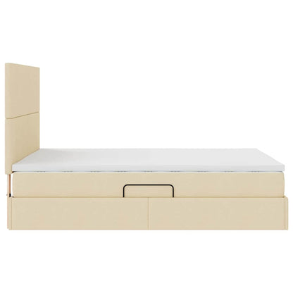 Letto con luci a strisce a LED Crema 140 x 200 cm Tessuto