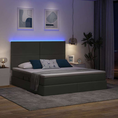 Letto con contenitore LED e materasso Grigio Scuro 160 x 200 cm | homemem39