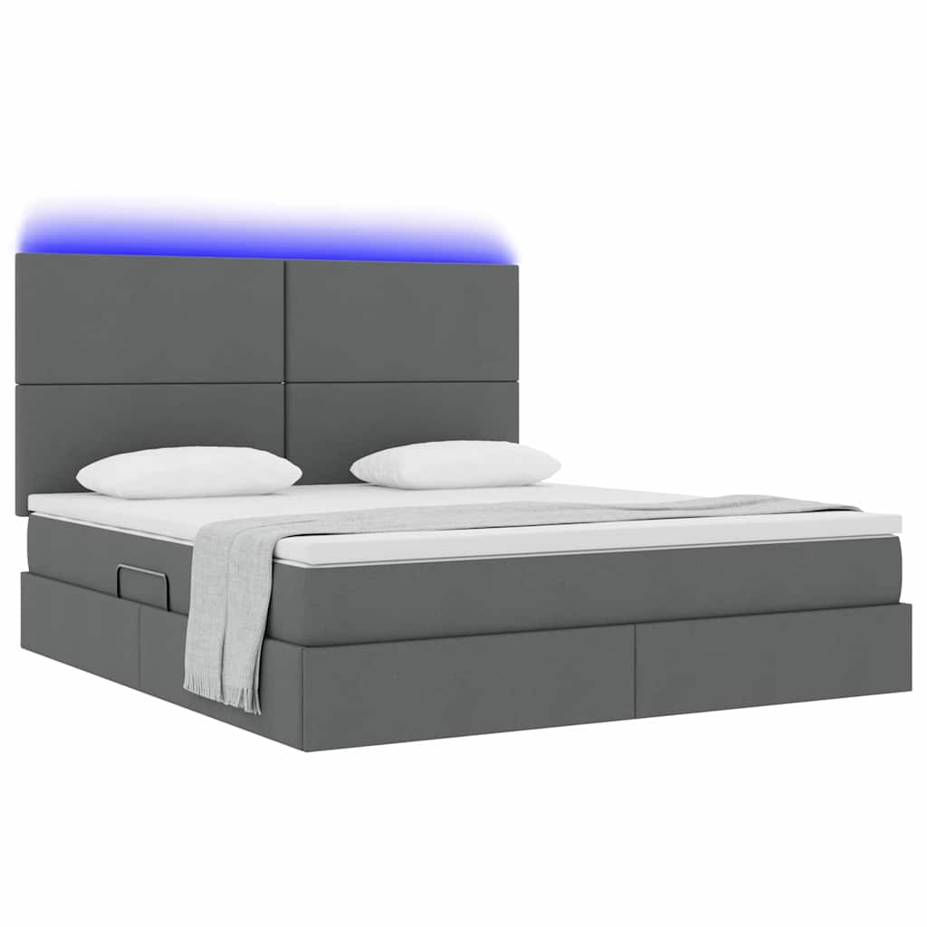 Letto con contenitore LED e materasso Grigio Scuro 160 x 200 cm