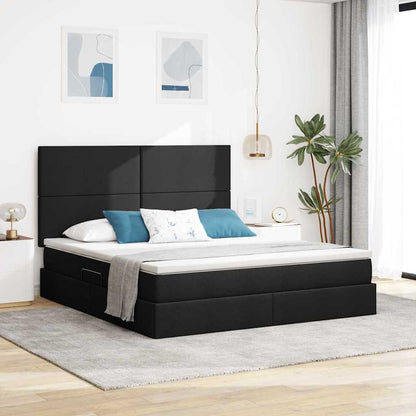 Letto con contenitore LED e materasso Nero 160 x 200 cm Tessuto | homemem39