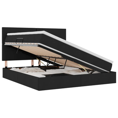 Letto con contenitore LED e materasso Nero 160 x 200 cm Tessuto | homemem39