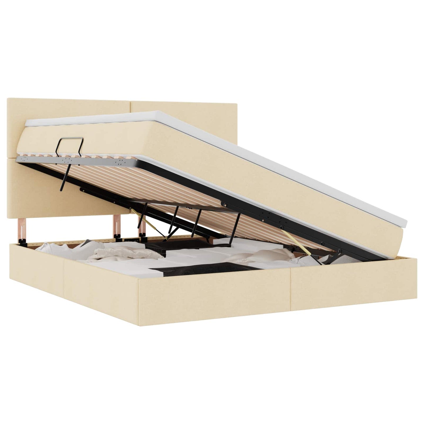 Letto con contenitore LED e materasso Crema 160 x 200 cm | homemem39