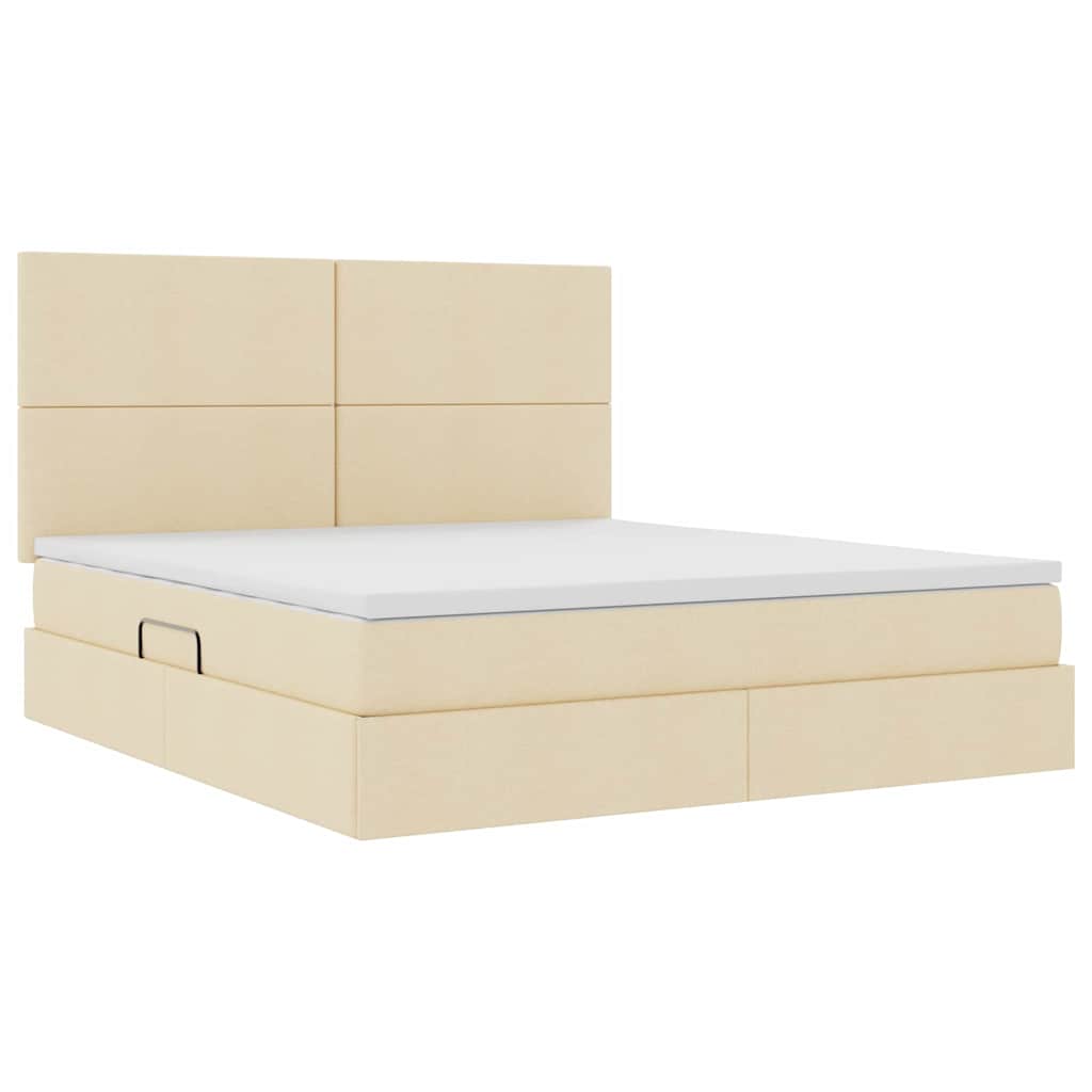 Letto con contenitore LED e materasso Crema 160 x 200 cm | homemem39