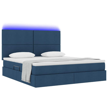 Letto con contenitore LED e materasso Blu 160 x 200 cm Tessuto | homemem39